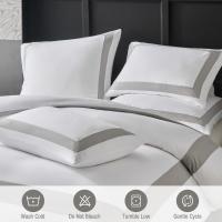 White King Size Duvet Cover Sets Hotel Quality Bedding Grey Striped Bedding Sets Ultra-Soft Brushed Polyester (1x Quilt Cover, 2x Pillowcases) Grey King Size Duvet Cover 230x220 cm - details 1