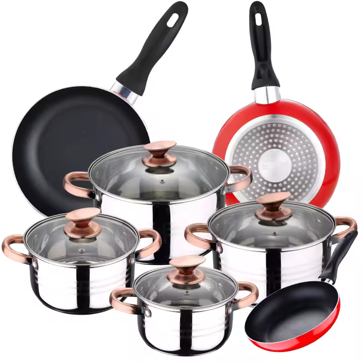 Bateria 8pc acero inoxidable apta para inducción + 3 sartenes 16/20/24 cm SAN IGNACIO - 1
