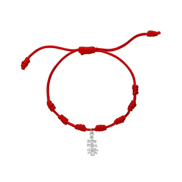 Pulsera 7 Nudos Cruz Caravaca Plata Ley 925 - 1