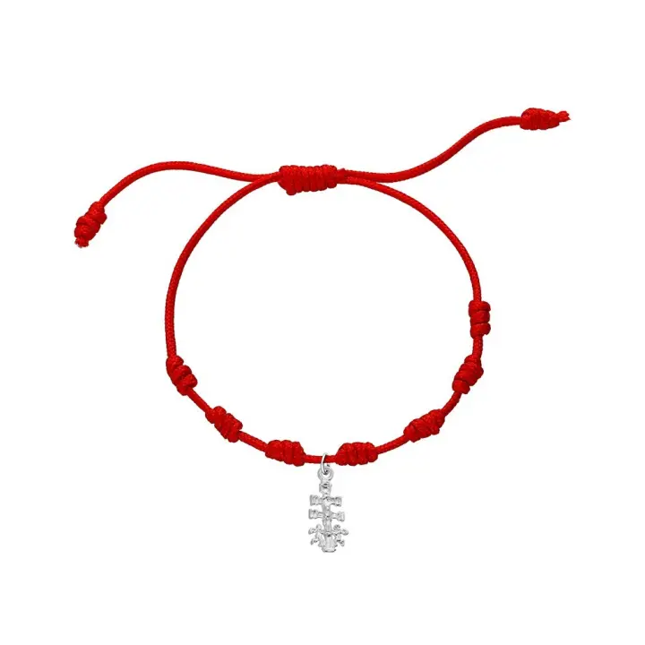 Pulsera 7 Nudos Cruz Caravaca Plata Ley 925 - 1