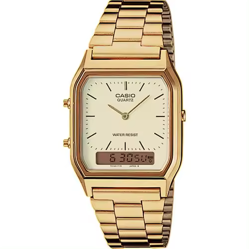RELOJ CASIO AQ-230GA-9DMQYES RETRO VINTAGE EDGY COLLECTION DE HOMBRE DORADO ANALOGICO-DIGITAL - 1