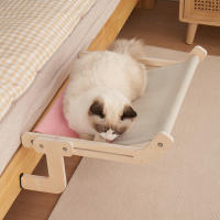 Cama Colgante Para Gato De Alta Calidad En Madera Hamaca Para Ventana Fácil De Lavarse Almohadilla De Tela De Algodón Para Gato Joven - details 15