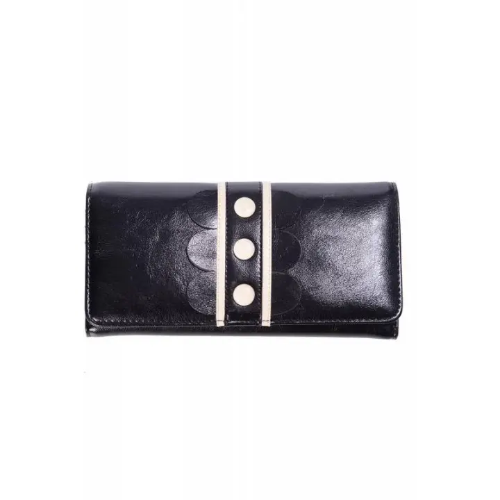 CARTERA MONEDERO ALARGADA NEGRA DETALLE BLANCO DEIDRA BANNED WT41002 - 1