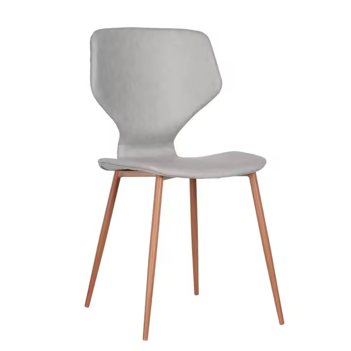 LÚZETE Silla Tapizada Poliuretano Gris - Patas Metálicas - Efecto Madera de Haya - 1