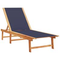 vidaXL Tumbona de madera maciza de acacia y textileno Negro, Crema, Gris Sillas de Exterior Ideal para jardín, playa, piscina, terraza Tumbona Piscina Tumbonas Playa Tumbonas Jardín Exterior - details 0