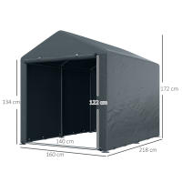 Outsunny Carpa para Herramientas Bicicletas y Motos 1,6x2,2x1,7 m Garaje Portátil con 2 Habitaciones Puerta con Cremallera Impermeable Anti-UV Cochera Portátil para Jardín Gris Oscuro - details 2