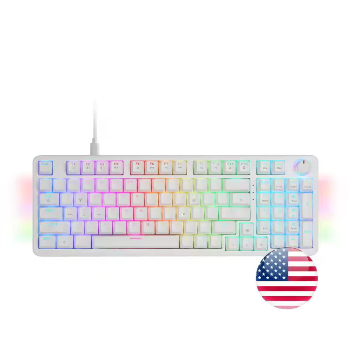 Mars Gaming MKPRO, Teclado Mecánico Gaming Completo, RGB Chroma, Switches Hot-Swap Mecánicos, Antighosting, Rueda de Control, Software Avanzado, Multiplataforma, Switch Silent , Idioma Español, Francés, Portugués, Italiano o Americano, Blanco - 1