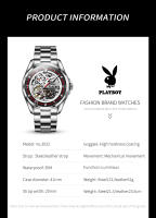 Reloj De Moda PLAYBOY Para Hombres Acero Inoxidable Automático Mecánico Reloj De Mano Con Numeros Romanos Resistente Al Choque Y Luz - details 15