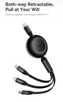 Cable De Carga Retráctil 100W/66W 3 En 1 USB Para MacBook Samsung Xiaomi Y iPhone 14 Cable Tipo C De Baseus Con Corriente Máxima De 5A Material TPE/TPU - details 1