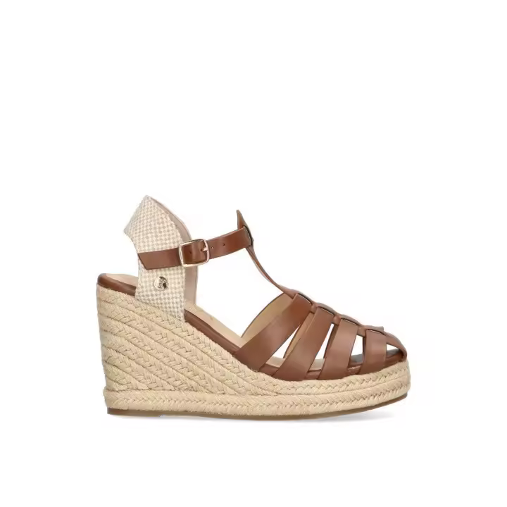 CUÑA ROMANA ALTA ETIKA PUNTA PALOMA MARRON PARA MUJER - 1