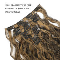 Extensiones De Cabello Sintético Rizado Ondulado 7 Piezas Clip in Para Mujer Cabello Postizo Resistente Al Calor Negro Marrón Suave Pieza De 10 Pulgadas Con 5 Clips - details 3
