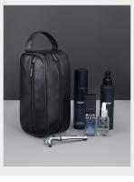 Bolsa De Viaje Para Hombres En Cuero Grande Con Múltiples Bolsillos Y Diseño Portátil Bolsa De Cosméticos De Negocios Con Cierre De Cremallera - details 11
