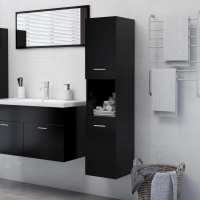 vidaXL Armario de baño madera contrachapada 30x30x130 cm en color Blanco/Marrón roble/Negro y más | almacenamiento funcional diseño moderno para baño dormitorio sala - details 2