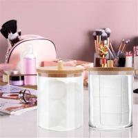 Organizador De Maquillaje Multifuncional En Acrílico Con Caja De Almacenamiento Para Palitos De Cotonete Caja De Baño Ecológica Con Tapa De Bambú - details 5