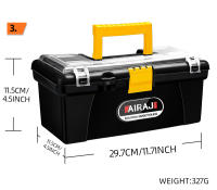 Estuche De Herramientas AIRAJ De 12 Pulgadas Caja Rígida De Plástico Profesional Organizador De Garage Multifuncional Para Eléctricos Almacenamiento De Herramientas Color Amarillo Negro - details 3