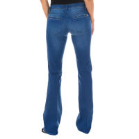 MET-Pantalon Tejano Largo efecto gastado de tejido elástico 70DBF0532 para Mujer