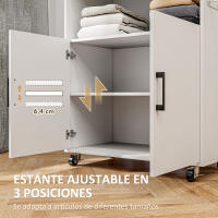 HOMCOM Mueble de Plancha con Ruedas Mueble de Planchado con Barra para Colgar Ropa Estante Abierto y Tabla de Planchar 125x43,5x102,5 cm Blanco - details 2
