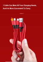 Cable De Carga Rápida 3 En 1 2.4A Braided One Drag Three USB-A Para Apple Android Type-C/USB-C Negro Plata Rojo Azul Dorado 1.2m - details 7