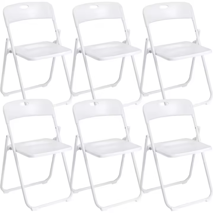 Silla Plegable con Estructura de Acero y PVC, Asiento Plegable Que Ahorra Espacio con Pies y Asa, para Viaje, Cocina, Salón, Dormitorio, 74x43x49 cm, 6 Unidades, Blanco - 1
