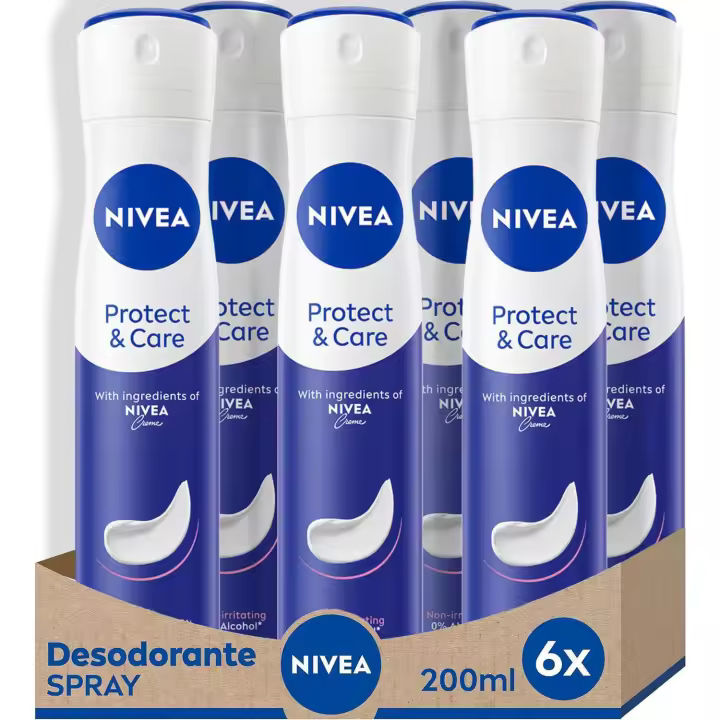 NIVEA Pack ahorro - Desodorante en spray Protege y Cuida 200ml x 6 unidades - 1
