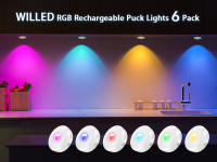 WILLED 6 PCS Luz Nocturna Recargable RGB Con Control Remoto Y Función De Programación LED Para Armario De Cocina Estante - details 0