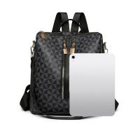 Mochila De Piel De PU Vintage Para Mujer Con Patrón De Diamantes Gran Capacidad Antirrobo Multiusos Para Salidas - details 11