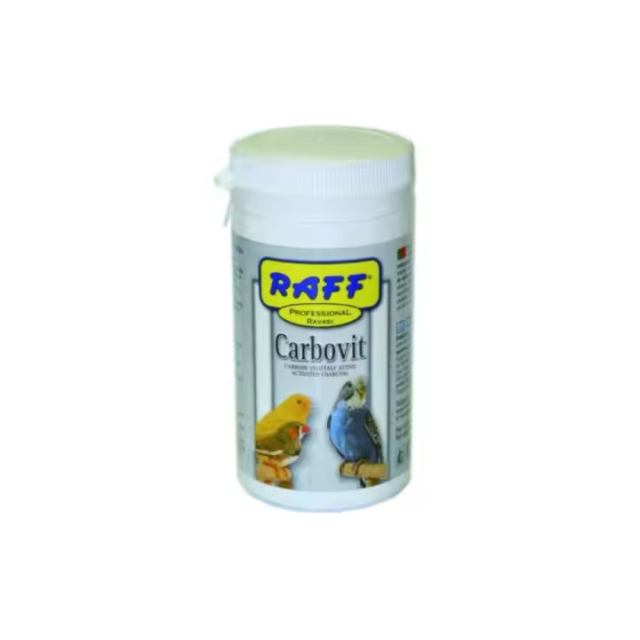 RAFF CARBOVIT PARA PÁJAROS. Alimento complementario a base de carbón activado granulado para aves de jaula y pajareras - 1