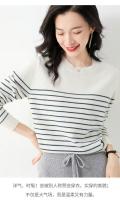 Suéter De Punto Para Mujer 2025 Estilo Oficina Lady Con Rayas Cuello Redondo Manga Larga Suéter Caliente Y Suave Para Todas Las Estaciones - details 4