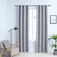 vidaXL 2x Cortinas Opacas con Anillas Metal Crudo 140x225cm Decoración Color Blanco crudo,  Óxido,  Gris y mas - details 2