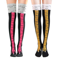 Calcetines Largas Pierna De Pollo Divertidos Dibujos Animados De Terciopelo Para Mujer Calcetines De Piel De Pollo 3D Gruesos - details 8