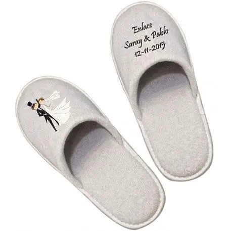 Lote 20 Zapatillas de Algodón para Bodas Personalizadas - LOGO INCLUIDO EN 2 PIES - 1
