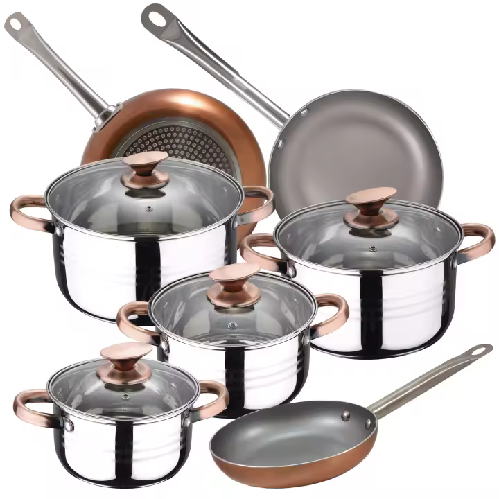 San Ignacio Batería de Cocina 8 Piezas Nona Acero Inoxidable con Juego de Sartenes Optimum Plus Aluminio Prensado - 1