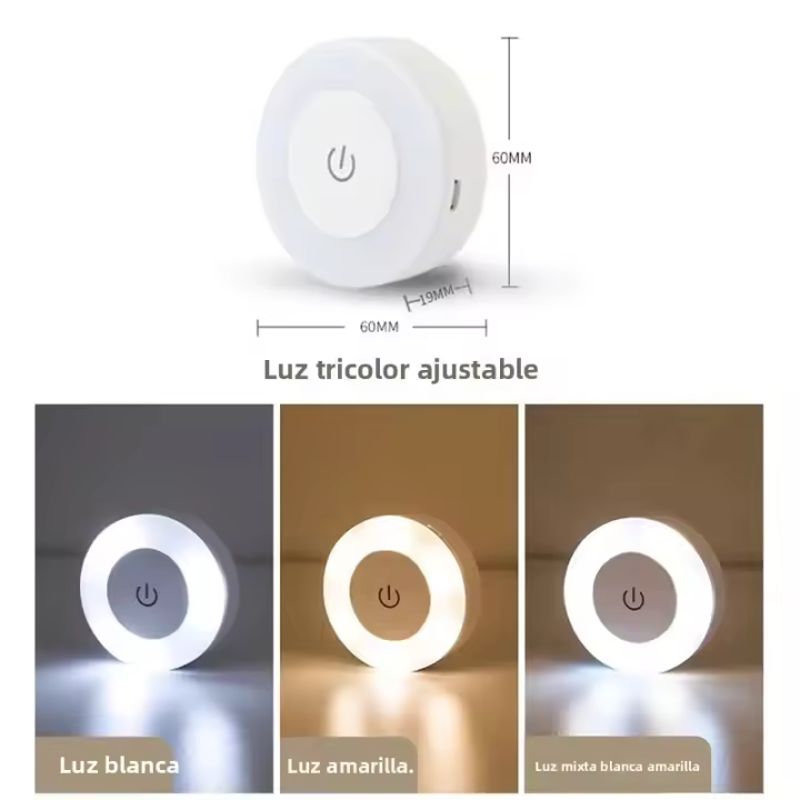 Lámpara De Noche LED 0.6W Recargable Y Magnética Para Bebé Y Dormitorio Luz Táctil Dimmable Para Cocina Y Estudio Fuente De Alimentación DC Material Del Cuerpo ABS - 1
