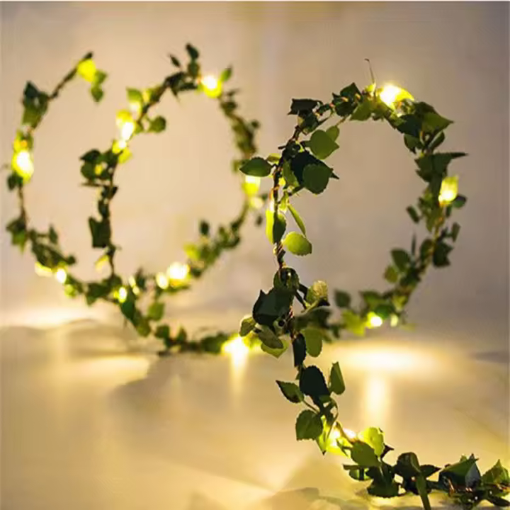 Luces De Cadena LED De Hoja Artificial Para Decoración De Navidad Fiesta De Bodas Y Hogar Guirnalda De Flores Faeirys Exterior Interior - 1