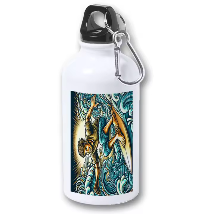 MERCHANDMANIA BIDON 400ML METALICO surf surfear surfeador tabla agua verano para viaje y deporte - 1