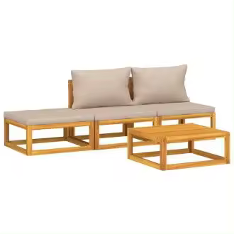 VIDAXL 3155272 set de muebles de jardín por 4 piezas realizados en madera maciza de acacia y cojines de color gris topo - 1