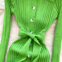 Vestido De Punto Para Mujer REALEFT Otoño Invierno Con Cinturón Cuello Polo De Mano Sola Manga Larga Ajuste Cintura Alta Vestido De Trabajo - details 40