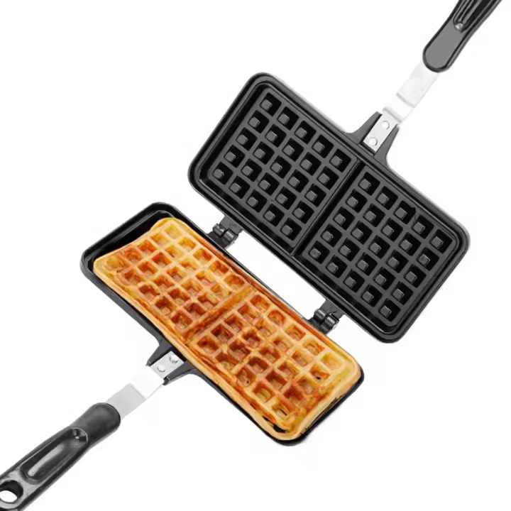 Horneador De Waffles Antideslizante Para Gas Stove Mold De Panqueques Y Pasteles Para Desayuno Forma Rectangular Material De Hierro Fundido - 1