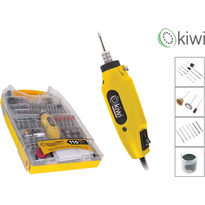 Kiwi - Set Herramienta Rotativa con Accesorios - Versátil y Potente para Tareas de Bricolaje y Manualidades - 1