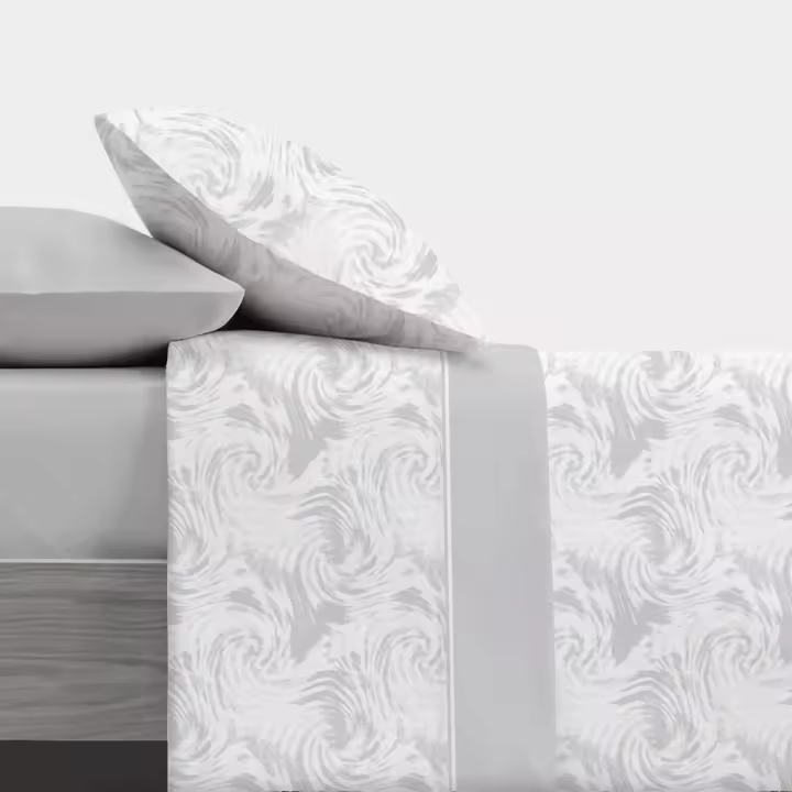 Carpe Diem Juego de Sábanas Estampada SWIRL Gris 50% Algodón 144 Hilos (Cama 90) - 1
