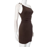 CUTENOVA 2025 Vestido Mini Elegante Asimétrico Para Mujer Verano Primavera Con Diamantes Estilo Diagonal Ajustado Cuello En Diagonal Sin Mangas - details 2