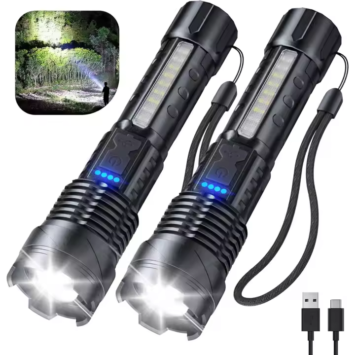 Interior de Bajo lúmenos recargable,paquete de 2,linternas superbrillantes LED con 7Modos de Luz, IPX6 resistente a Agua - 1