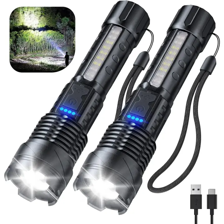 Interior de Bajo lúmenos recargable,paquete de 2,linternas superbrillantes LED con 7Modos de Luz, IPX6 resistente a Agua - 1