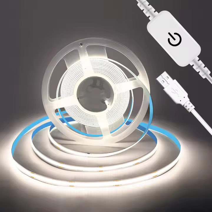 Tira De Luces LED COB USB Con Sensor De Toque Y Regulación De Brillo 5V 320LEDs/M Lámpara Nocturna Para Armario TV Espejo Decoración - 1