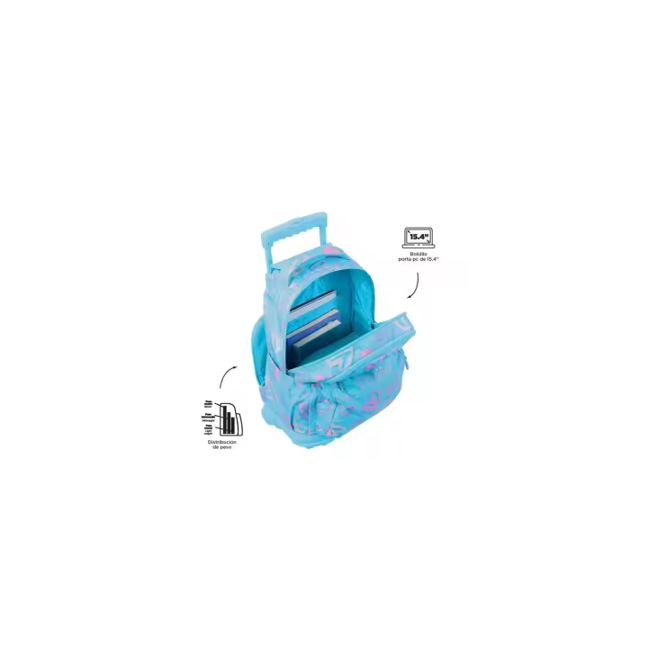 Mochila Totto ruedas Renglon Modelo Corazones Pintados - 1