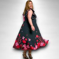 Vestido Paula Anabel Lee Mujer | Floral Rojo Rosa Asimétrico | Tejido Mágico Tirantes Volantes - details 5
