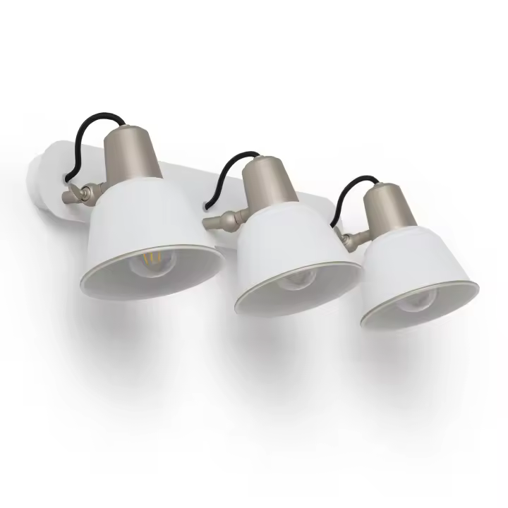 Ledkia Lámpara de Pared Baño Metal 3 Focos Birzay Blanco - 1