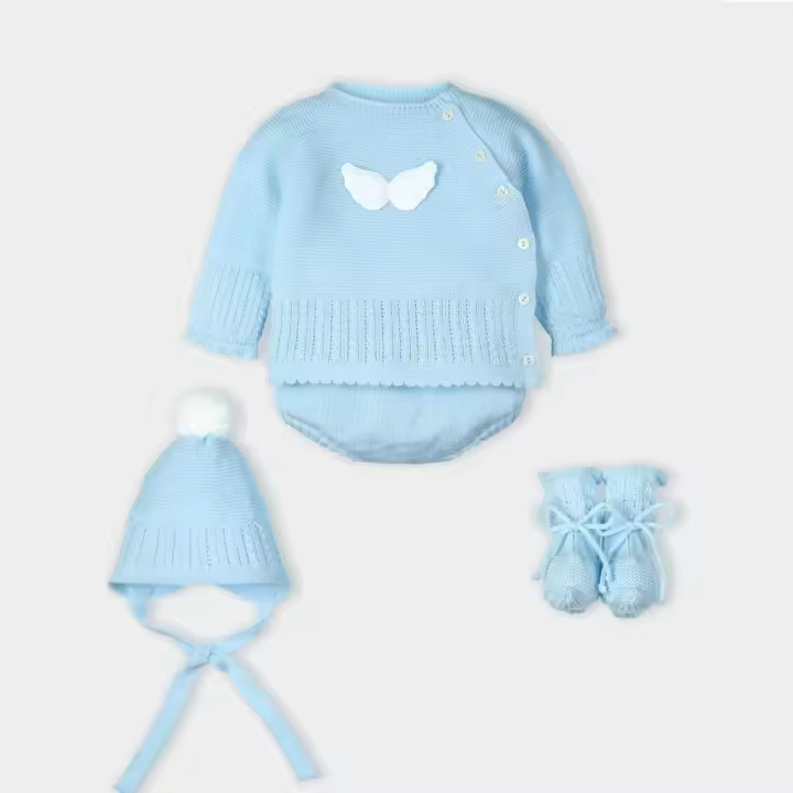 Conjunto 4 Piezas Bebé Unisex Recién Nacido Celeste Mac Ilusion - 1