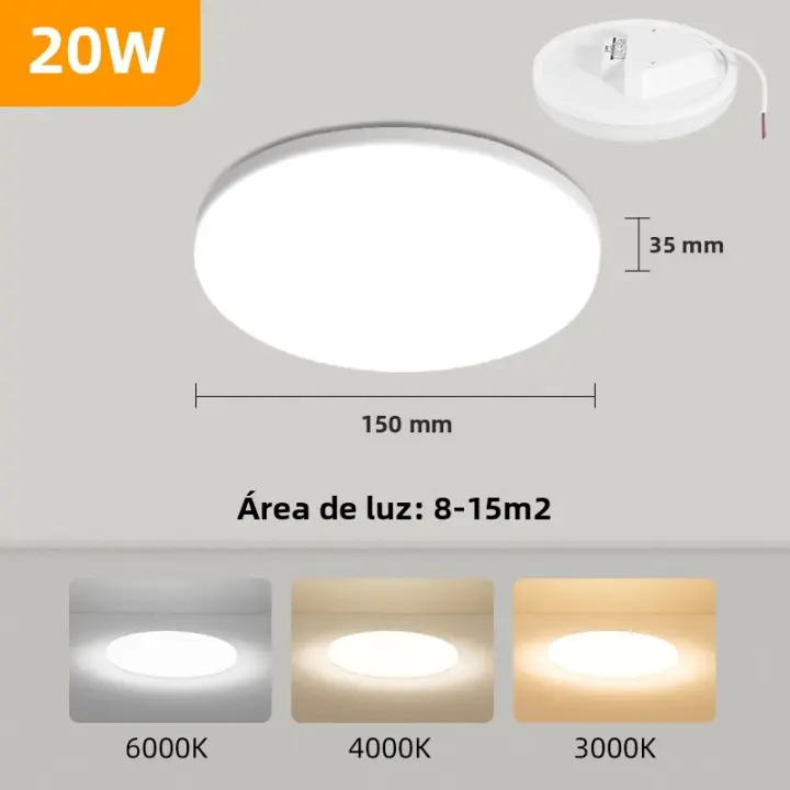 Lámpara De Techo Cuadrada LED Impermeable Para Baño Sala De Estar Dormitorio Luz Fría 40W 50W Iluminación Eficiente Energía - 1