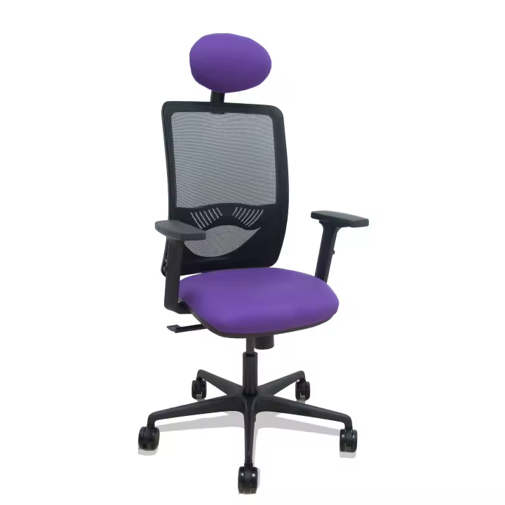 Silla Zulema sincro malla negra asiento bali lila brazos 2D ruedas 65mm cabecero - 1